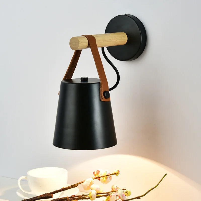 Nordic Wooden Hanging Wall Lamp