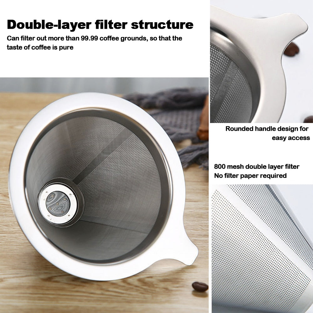 Double Layer Stainless Steel Coffee Filter & Holder