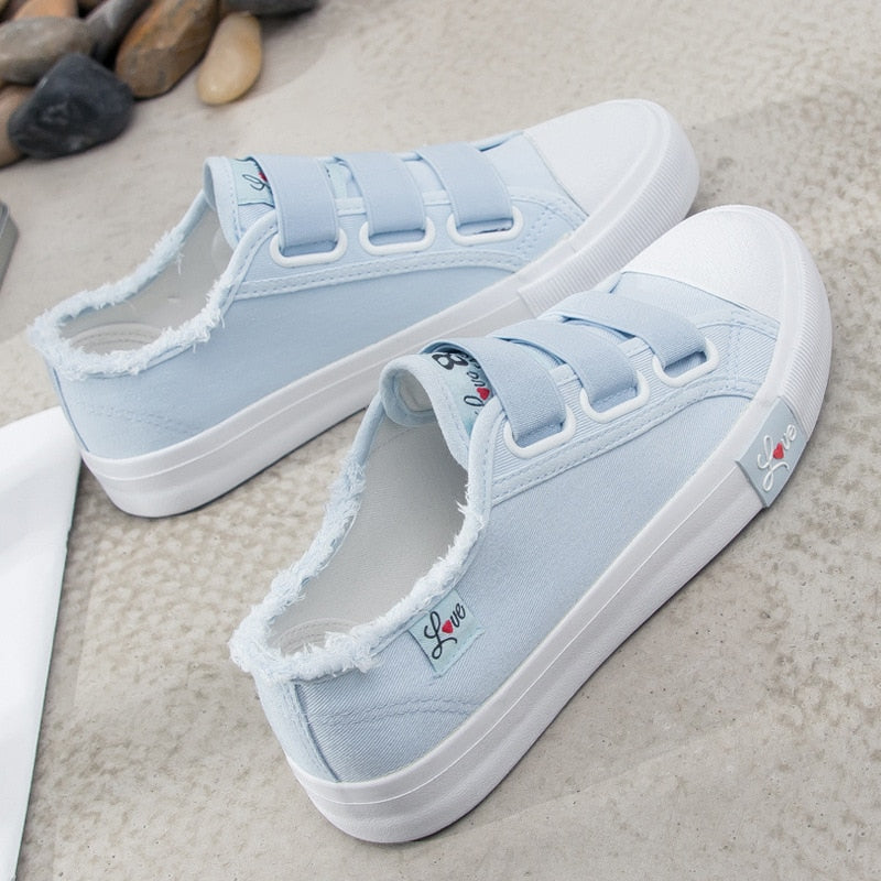 Karael | Casual Women Hook & Loop Breathable Canvas Sneakers