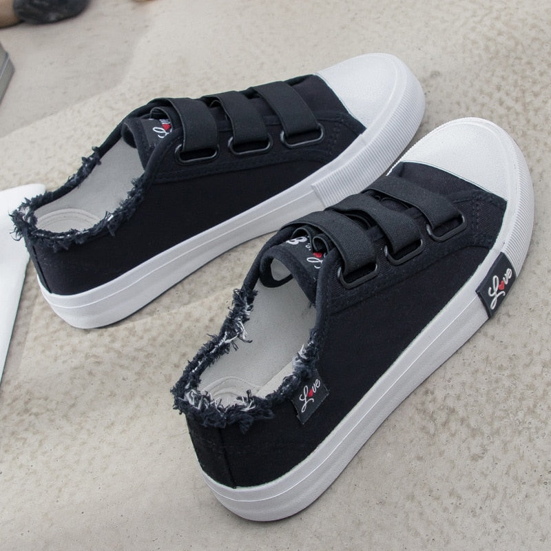 Karael | Casual Women Hook & Loop Breathable Canvas Sneakers