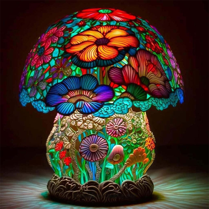 Creative Resin Stained Glass Plant Series Table Lamps