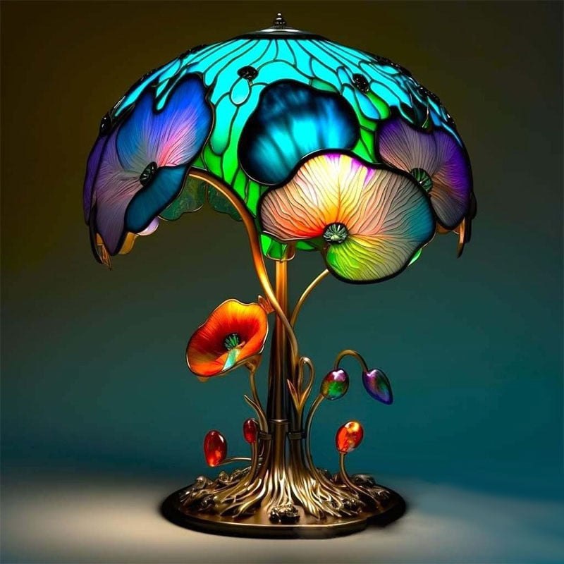 Creative Resin Stained Glass Plant Series Table Lamps
