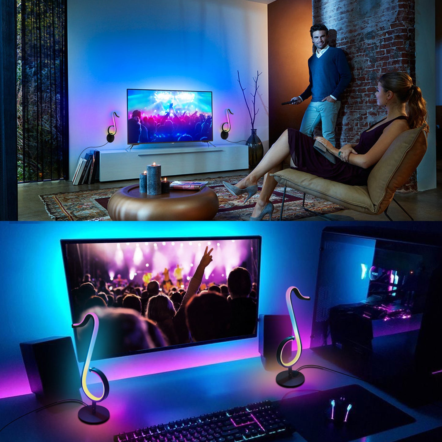 Intelligent APP Remote Control Symphony Atmosphere Light LED Night Light 180º Rotation Desktop Bedside For Home Decor Lamp