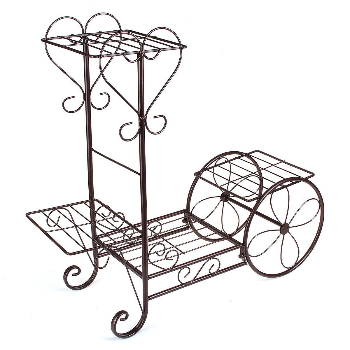 Flower Pot Plant Stand - Classical Design Iron Design Bookshelf - For Office Home Garden