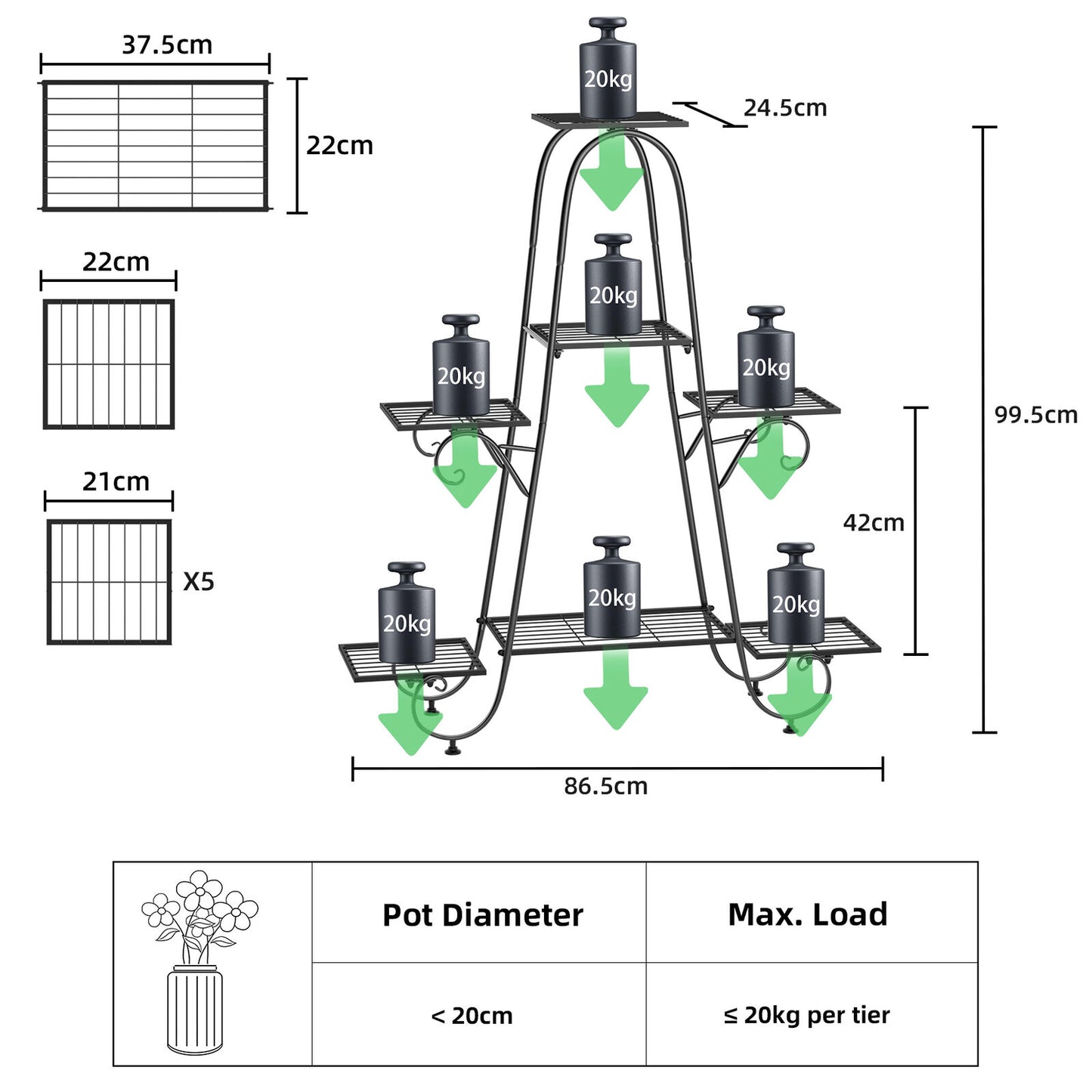 7 Tiers Metal Plant Stand Shelves For Flower Pot Display