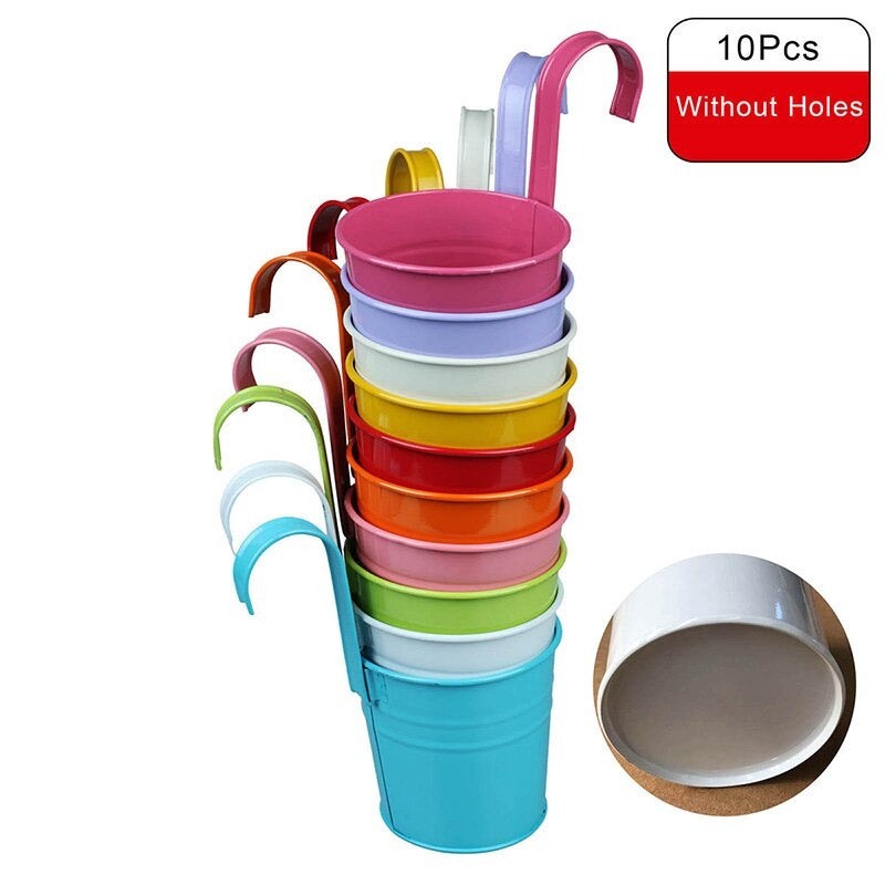 Multicolor Metal Hanging Flower Pots