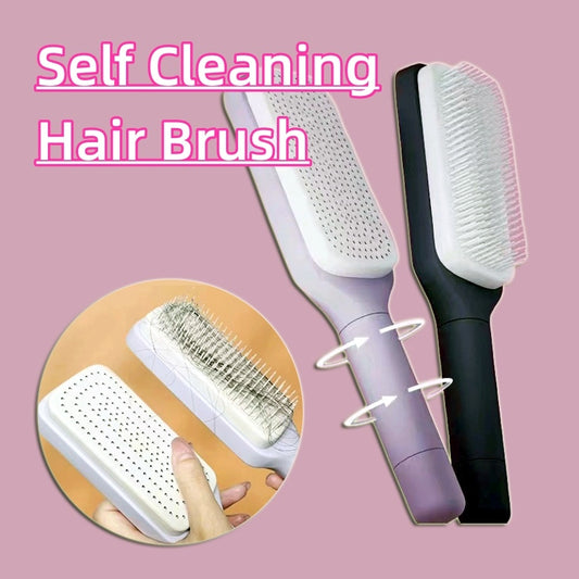 GlamourGrip 4 In 1 Self Cleaning  Anti-Static Hair Brush