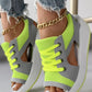 Summer Contrast Paneled Cutout Lace-up Muffin Sandals