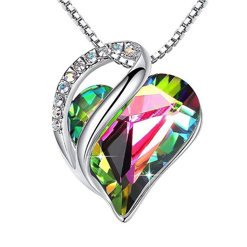 925 Silver Heart Shaped Geometric Necklace Jewelry Women's Clavicle Chain Valentine's Mothers Day Gift