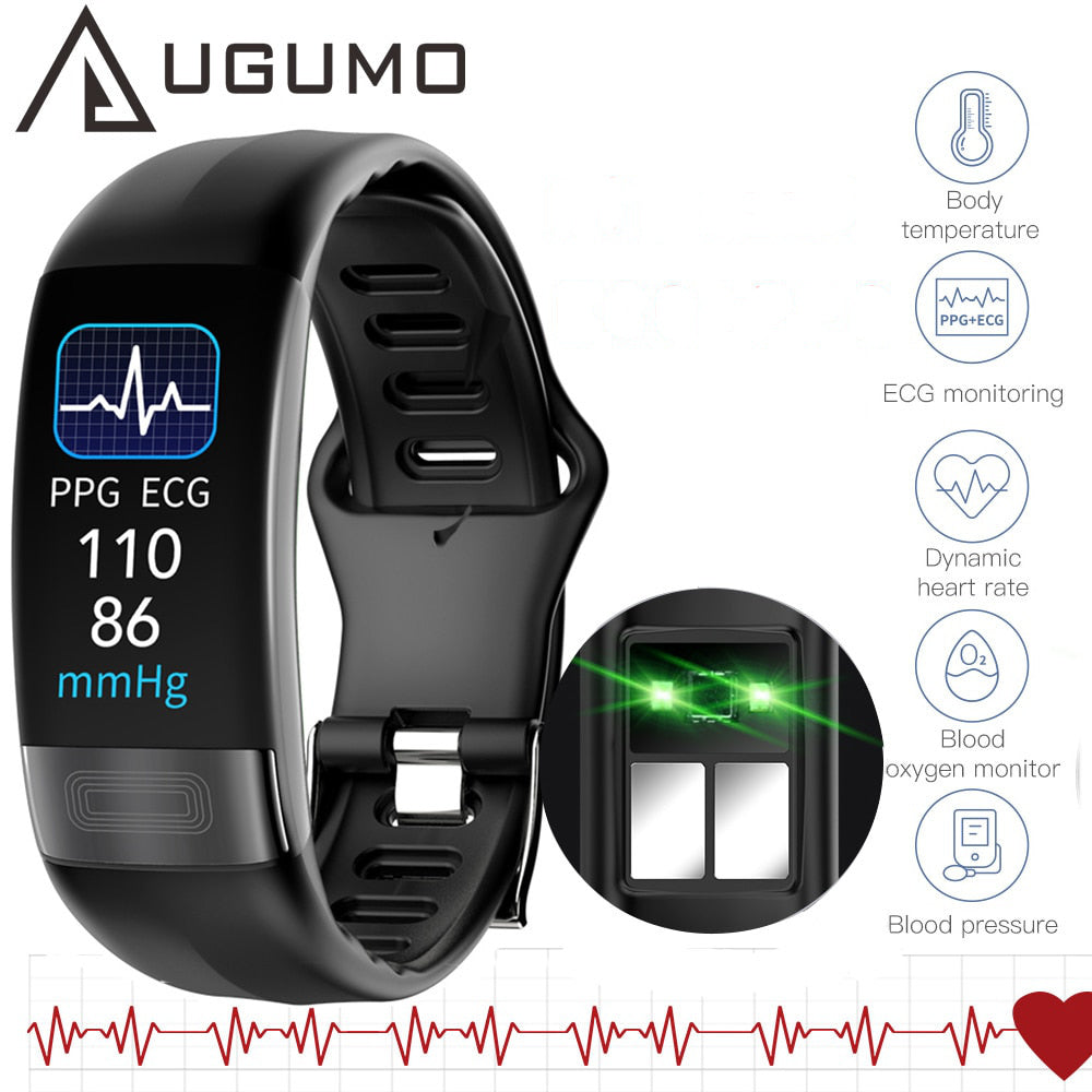 UGUMO P11 Plus Smart Watch With Body Temperature | Heart Rate | Blood Pressure Monitoring - ECG | PPG Smart Wristband | Bracelet