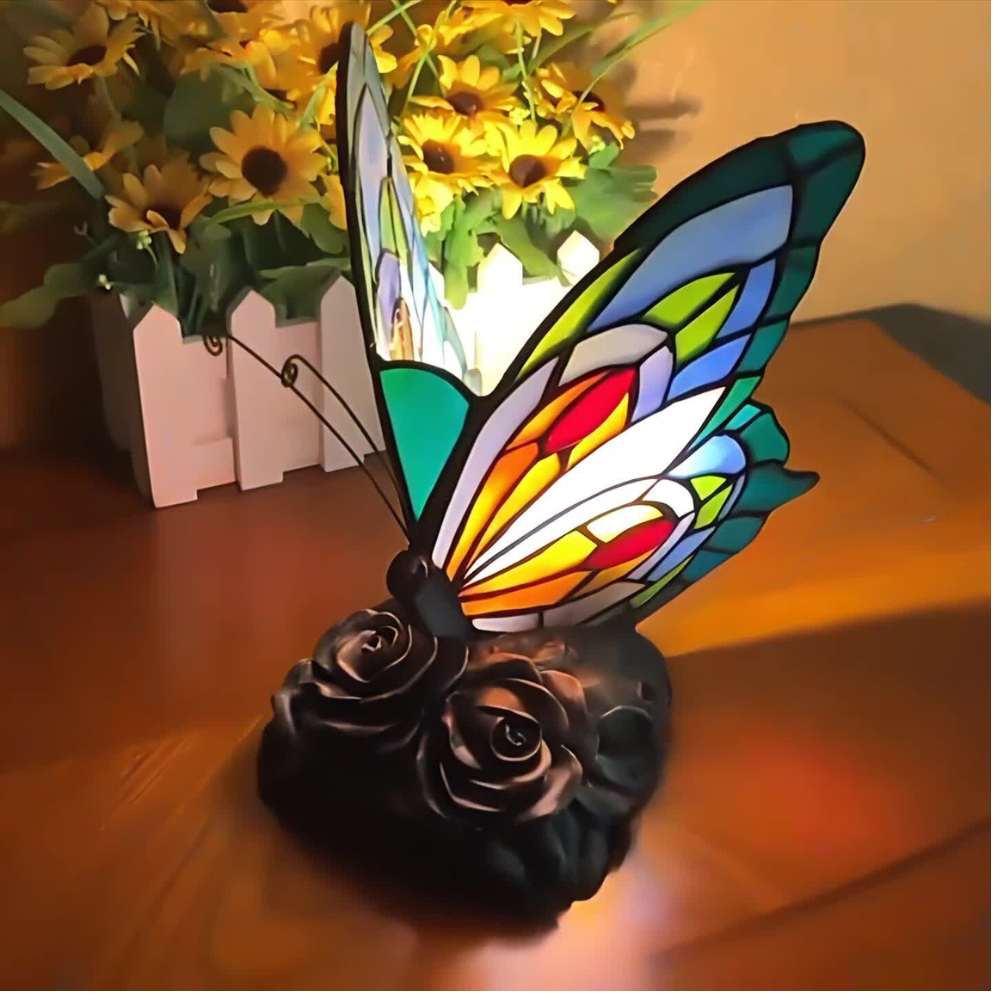 Creative Butterfly Stained Glass Table Lamp