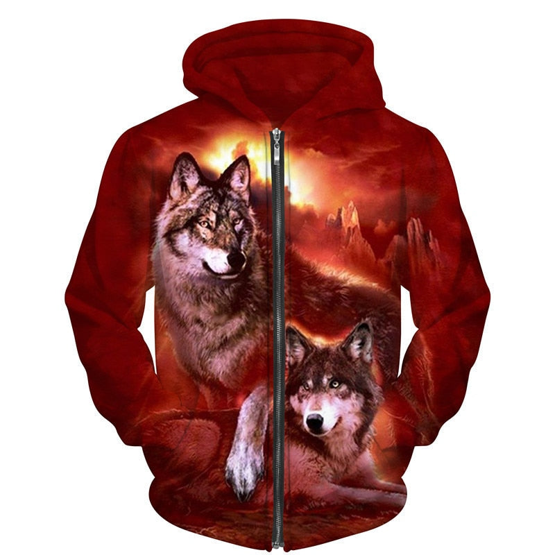 Cool Wolf Zipper Hoodies