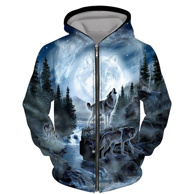 Cool Wolf Zipper Hoodies