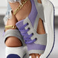 Summer Contrast Paneled Cutout Lace-up Muffin Sandals