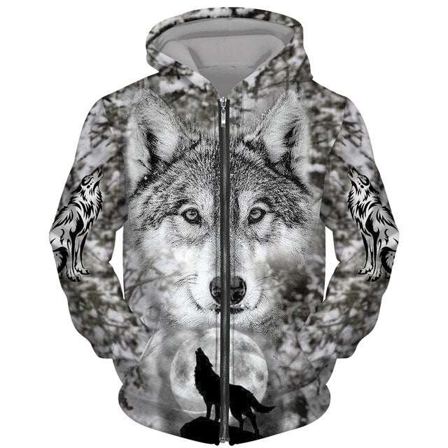 Cool Wolf Zipper Hoodies