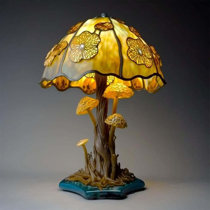 Creative Resin Stained Glass Plant Series Table Lamps