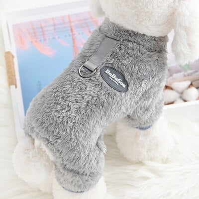 CozyPaws Fleece Pet Jumpsuit with Leash Attachment
