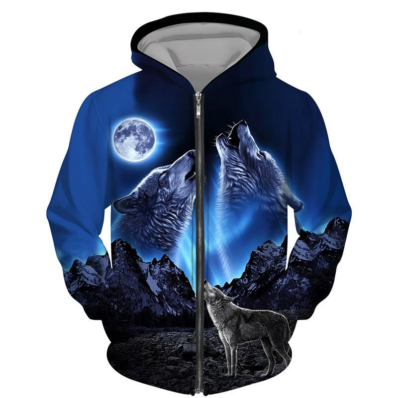 Cool Wolf Zipper Hoodies