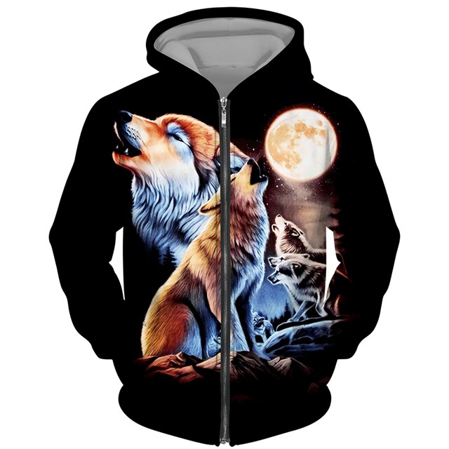 Cool Wolf Zipper Hoodies