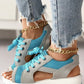 Summer Contrast Paneled Cutout Lace-up Muffin Sandals