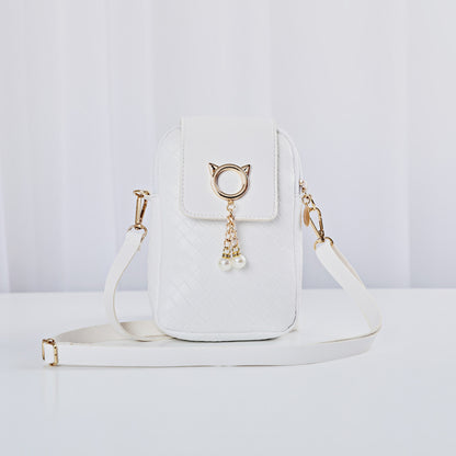 Woven Pearl Tassel Mobile Phone Bags For Women