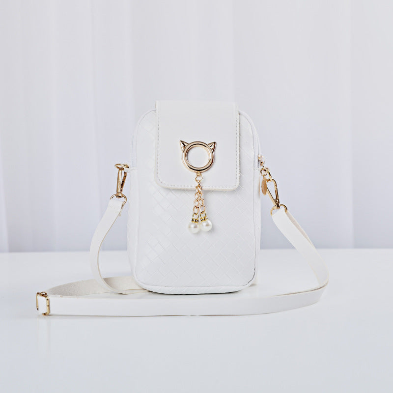 Woven Pearl Tassel Mobile Phone Bags For Women