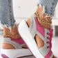 Summer Contrast Paneled Cutout Lace-up Muffin Sandals