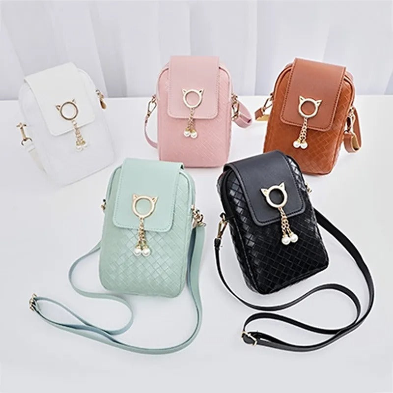 Woven Pearl Tassel Mobile Phone Bags For Women