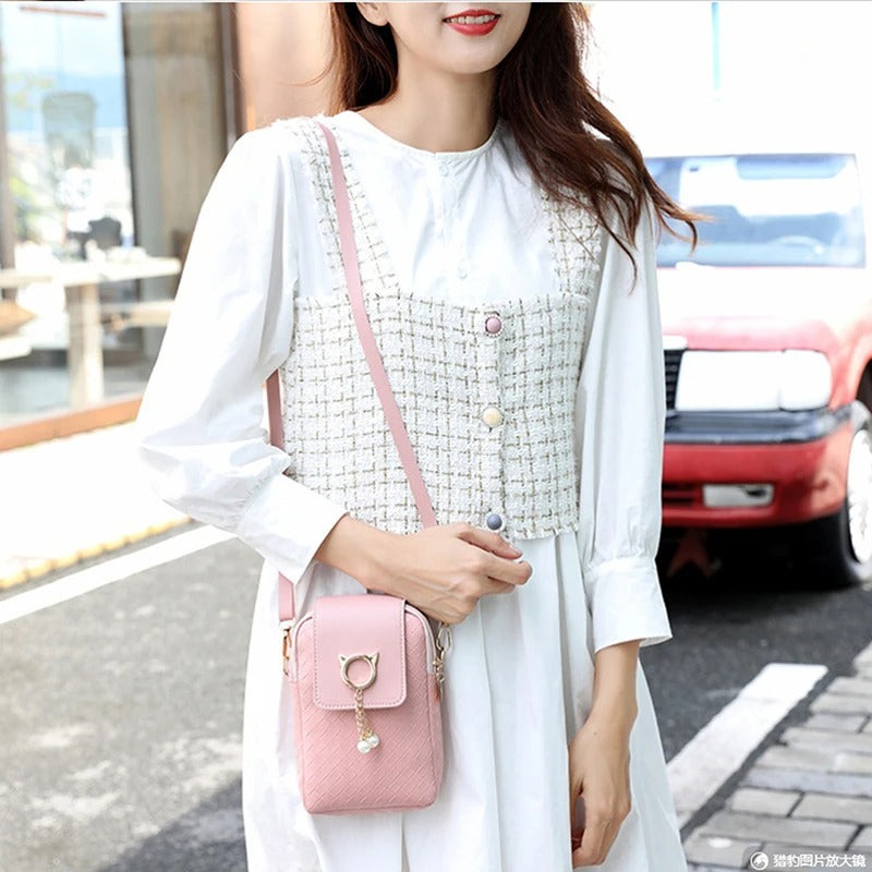 Woven Pearl Tassel Mobile Phone Bags For Women