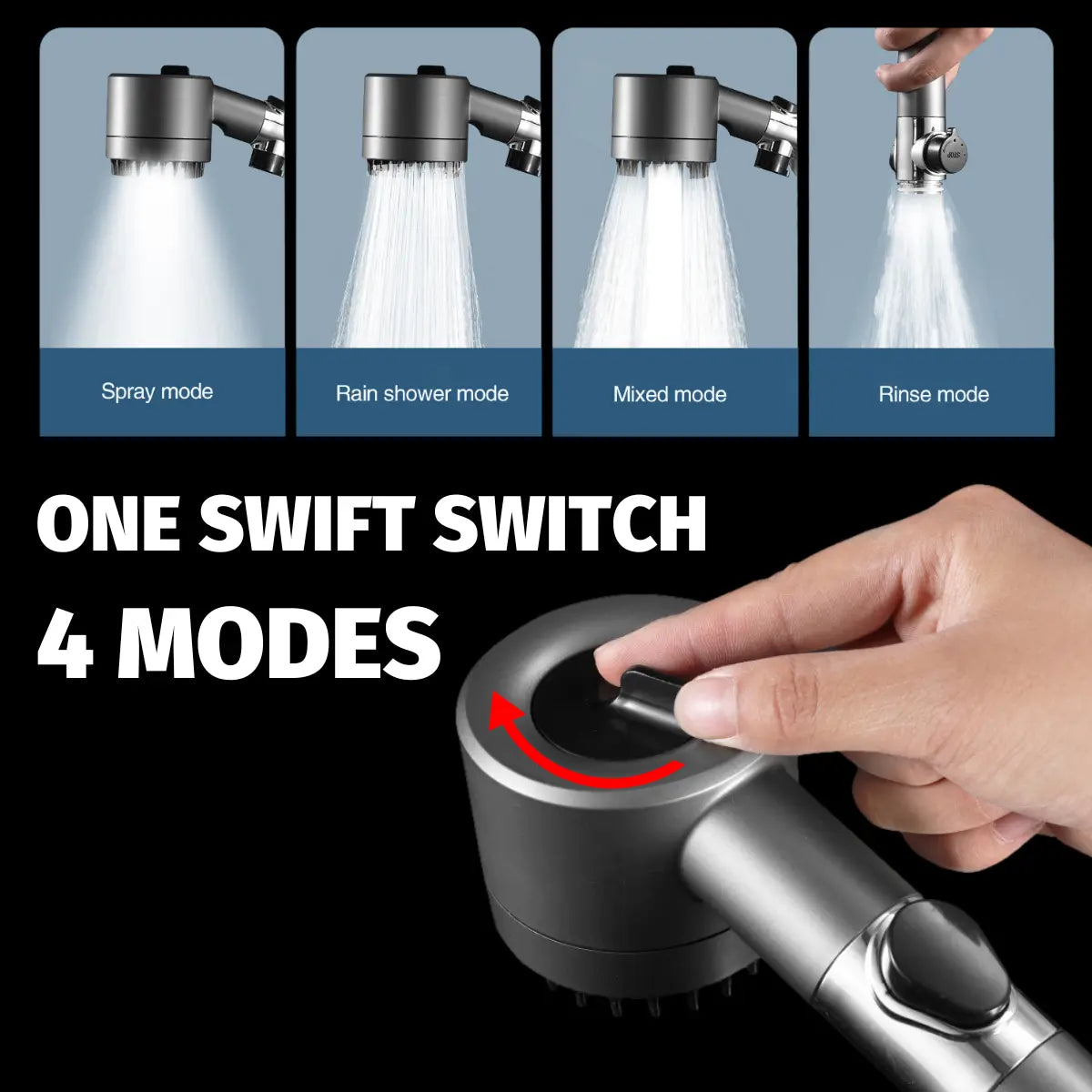 HydroEco™ 4 Modes High Pressure Shower Head with Filter – Sallye Shop