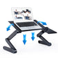 RAINBEAN  Foldable Aluminum Notebook Stand With 2 CPU Cooling USB Fans With Mouse Pad