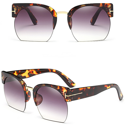Semi-Rimless Vintage Fashion Sunglasses