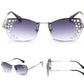 Frameless cut-edge sunglasses with mirror-set flash diamonds