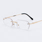 Hong Kong Style Men's Personality Yellow Square Rimless Glasses