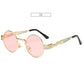 Retro Steampunk Style Gold Metal Round Sunglasses For Men and Women With Mirror Coating