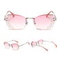 Frameless cut-edge sunglasses with mirror-set flash diamonds