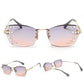 Frameless cut-edge sunglasses with mirror-set flash diamonds