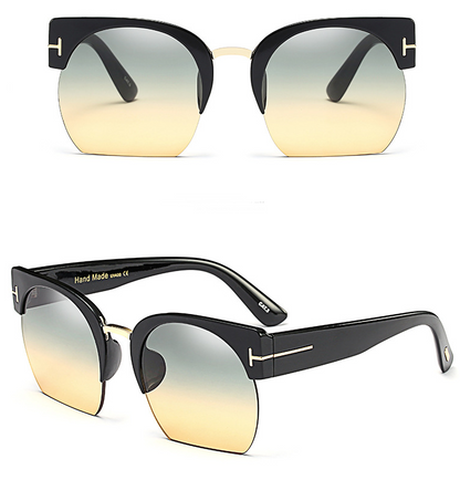 Semi-Rimless Vintage Fashion Sunglasses