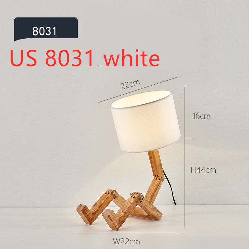 Robot Shaped Wooden Base LED Table Lamp