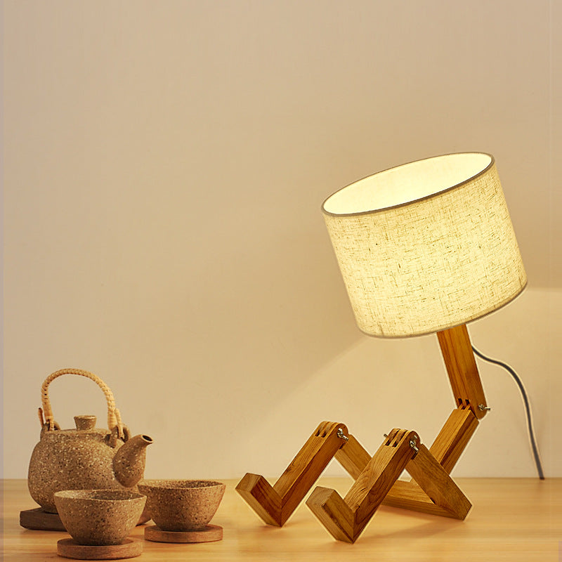 Robot Shaped Wooden Base LED Table Lamp