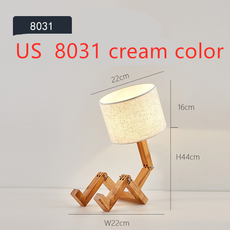 Robot Shaped Wooden Base LED Table Lamp