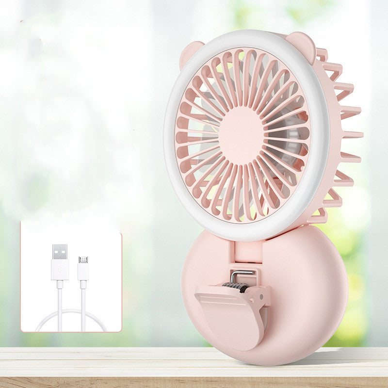 Portable Mini USB Charging Fan With Fill Light for Selfie