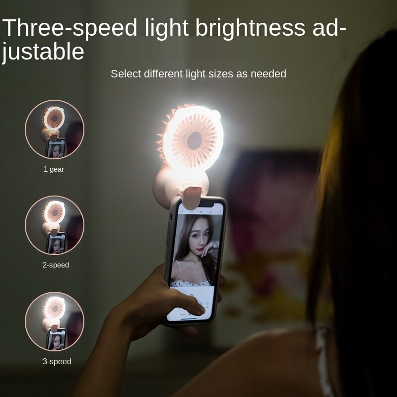 Portable Mini USB Charging Fan With Fill Light for Selfie