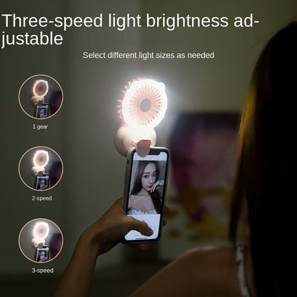 Portable Mini USB Charging Fan With Fill Light for Selfie