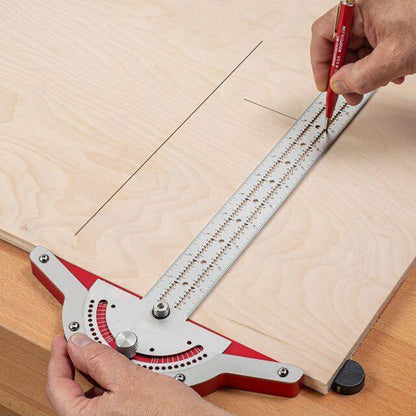Woodworkers Edge Ruler/Angle Protractor - Two Arm Woodworking Measure Instruments | Carpentry Tools