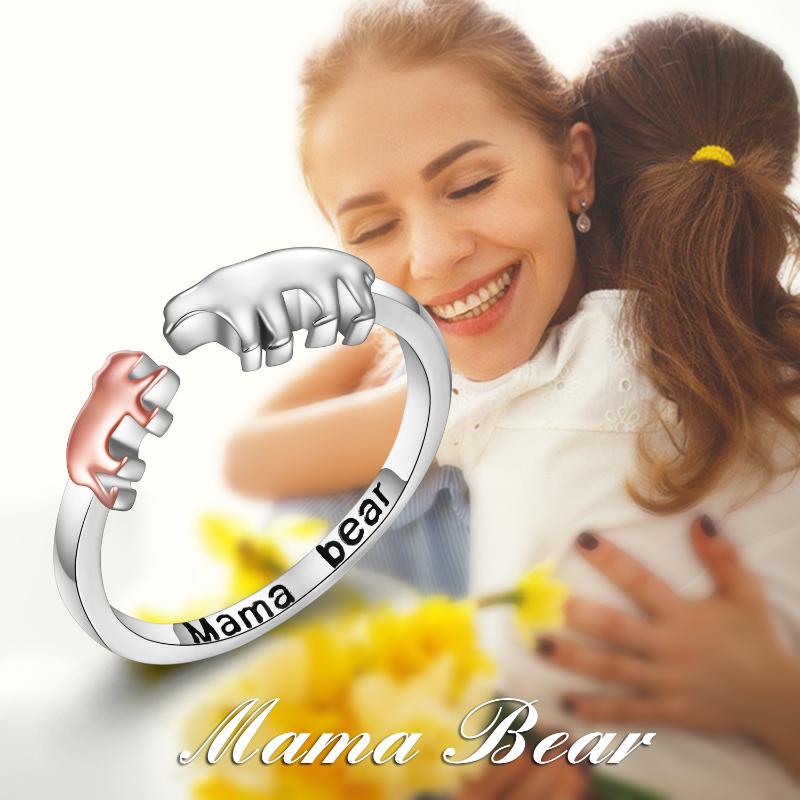 Mama Bear Rings 925 Sterling Silver Mothers Ring Mom Jewelry