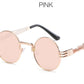 Retro Steampunk Style Gold Metal Round Sunglasses For Men and Women With Mirror Coating