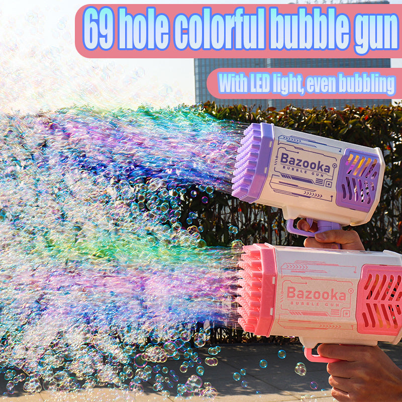 69 Holes Soap Bubbles Machine Gun With Light