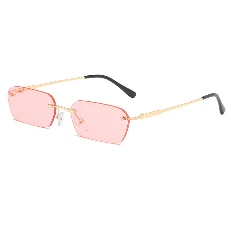 Hong Kong Style Men's Personality Yellow Square Rimless Glasses