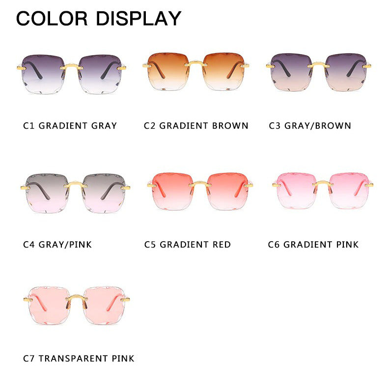 Luxury Square Rimless Fashion Sunglasses For Women